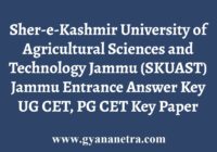 SKUAST Jammu Entrance Answer Key