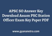 APSC SO Answer Key Paper