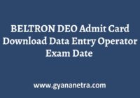BELTRON DEO Admit Card Exam Date