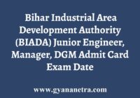 BIADA Bihar Admit Card