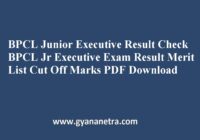 BPCL Junior Executive Result Merit List