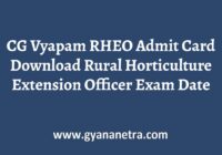 CG Vyapam RHEO Admit Card Exam Date