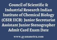 CSIR IICB Admit Card