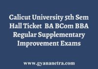 Calicut University 5th Sem Hall Ticket Download