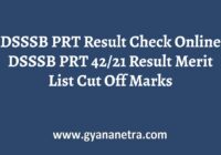 DSSSB PRT Result Merit List