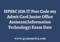HPSSC JOA IT Post Code 965 Admit Card