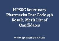 HPSSC Veterinary Pharmacist 958 Result