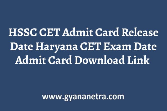 HSSC CET Admit Card Exam Date