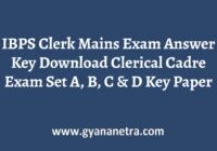 IBPS Clerk Mains Exam Answer Key Paper