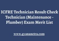 ICFRE Technician Result Merit List