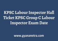 KPSC Labour Inspector Hall Ticket Exam Date
