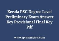 Kerala PSC Degree Level Preliminary Exam Answer Key