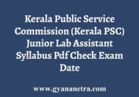 Kerala PSC Junior Lab Assistant Syllabus