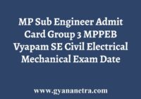 MP Sub Engineer Admit Card