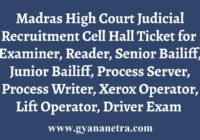 Madras High Court Judicial Recruitment Cell Hall Ticket