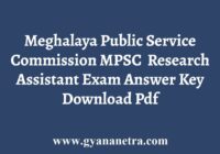 Meghalaya PSC Research Assistant Answer Key
