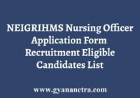 NEIGRIHMS Nursing Officer Recruitment Application Form