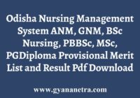 Odisha ANM GNM BSc Nursing Merit List