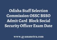 Odisha BSSO Admit Card