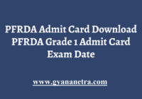 PFRDA Admit Card Download Exam Date Exam