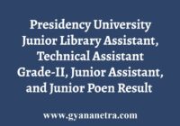 Presidency University Junior Assistant Result