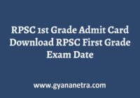RPSC 1st Grade Admit Card Exam Date