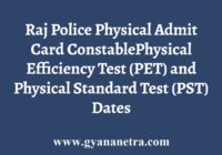 Raj Police Physical Admit Card