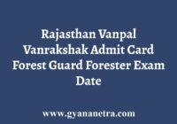 Rajasthan Vanpal Vanrakshak Admit Card