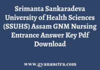 SSUHS GNM Nursing Entrance Answer Key