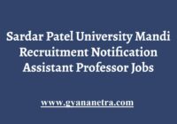 Sardar Patel University Mandi Recruitment Notification
