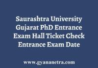 Saurashtra University PhD Entrance Exam Hall Ticket
