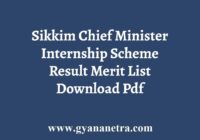 Sikkim Chief Minister Internship Scheme Result