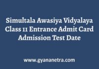 Simultala Awasiya Vidyalaya Class 11 Entrance Admit Card