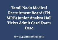 TN MRB Junior Analyst Hall Ticket