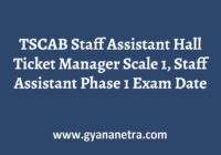 TSCAB Staff Assistant Hall Ticket Manager Phase I Exam