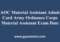 AOC Material Assistant Admit Card