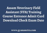 Assam VFA Training Course Admit Card