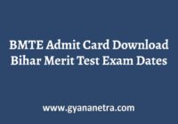 BMTE Admit Card Exam Date