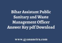 Bihar Assistant Public Sanitary and Waste Management Officer Answer Key
