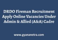 DRDO Fireman Recruitment Notification