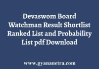 Devaswom Board Watchman Result