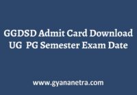 GGDSD Admit Card Semester Exam