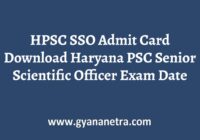 HPSC SSO Admit Card Exam Date
