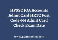 HPSSC JOA Accounts Post Code 996 Admit Card