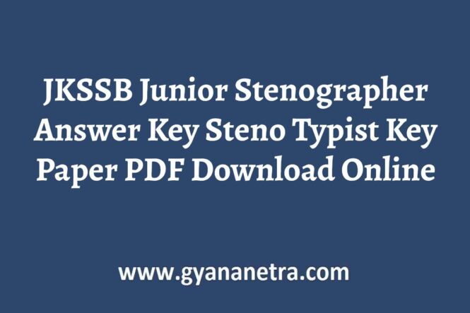JKSSB Junior Stenographer Answer Key