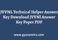 JVVNL Technical Helper Answer Key Paper PDF