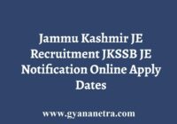 Jammu Kashmir JE Recruitment