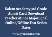 Kalam Academy 3rd Grade Admit Card