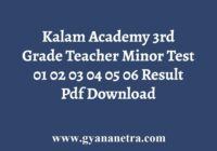 Kalam Academy 3rd Grade Minor Test Result
