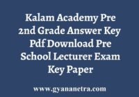 Kalam Academy Pre 2nd Grade Answer Key